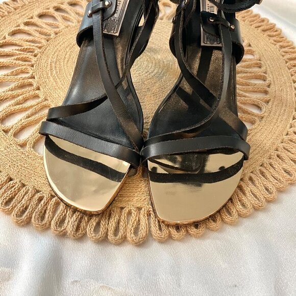 Ivy Kirzhner Black Leather Lacquered Detail Strappy Heels Women’s Size 8.5 - Picture 5 of 9